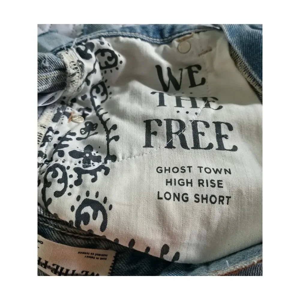 Free People We The Free Ghost Town Long Denim Shorts NWOT 25